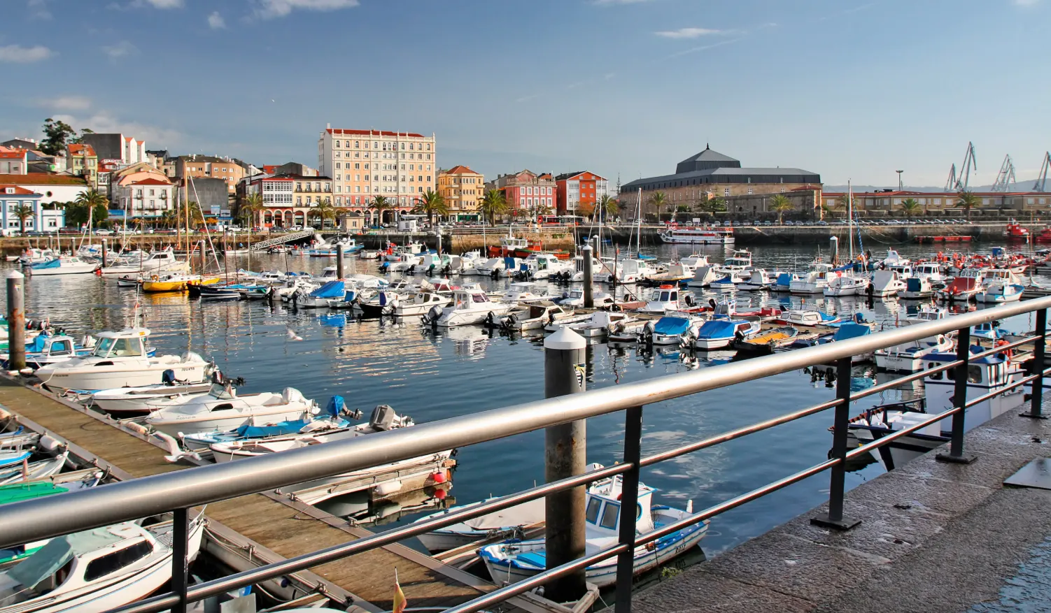 Small boats docked in Ferrol port