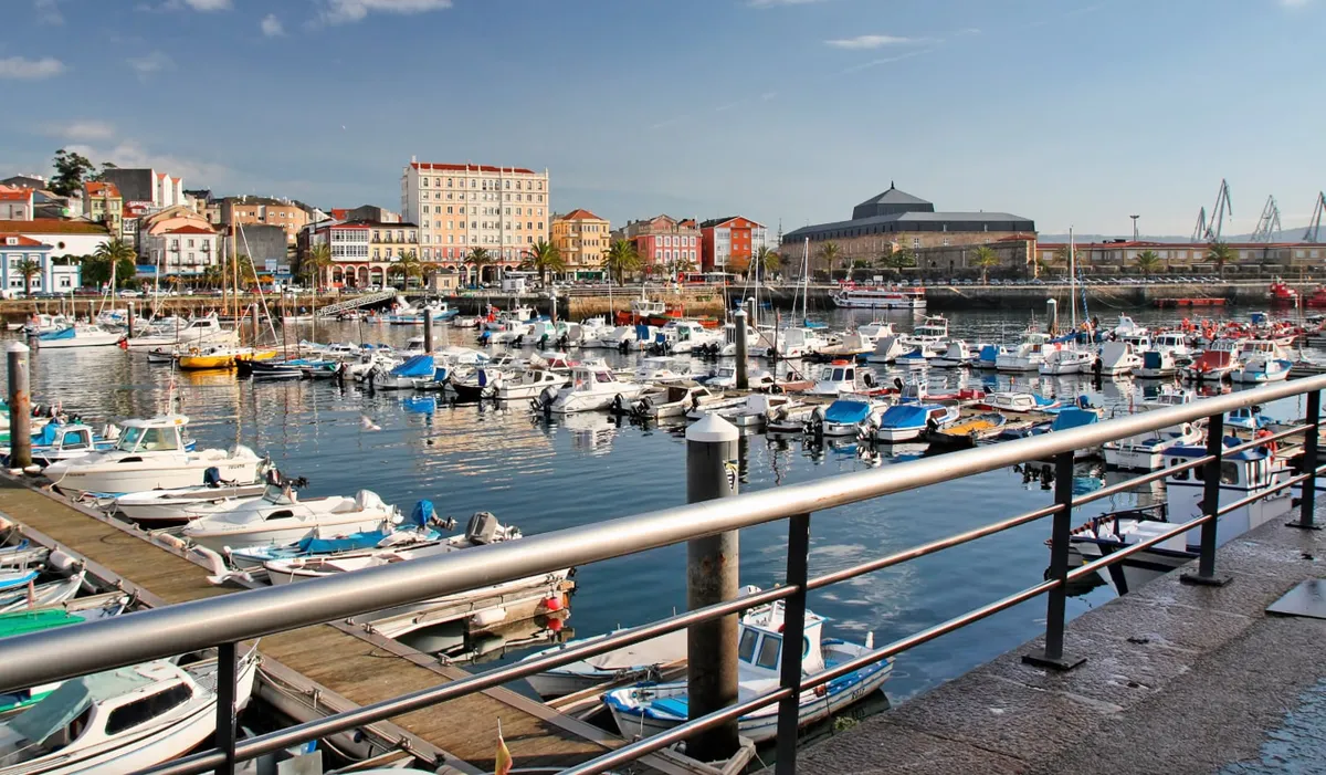 Small boats docked in Ferrol port
