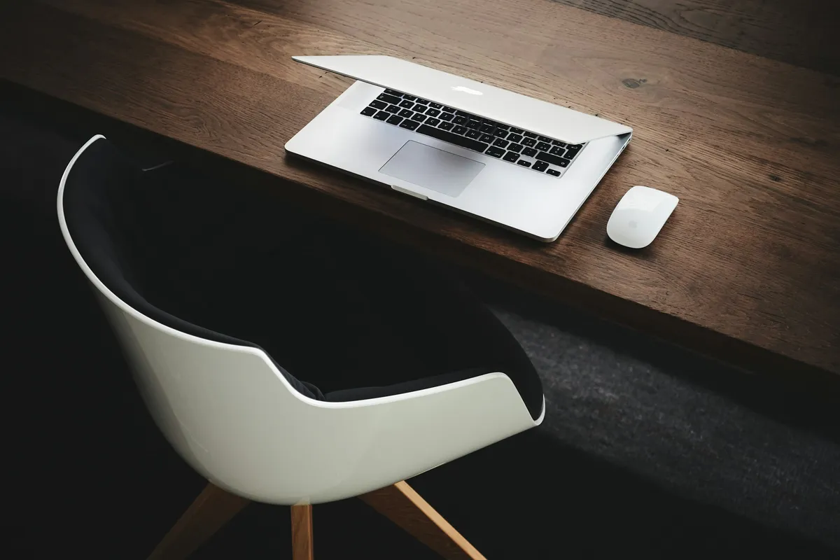 Mac computer on a table